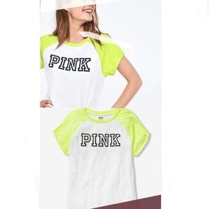 PINK VS white and neon t-shirt